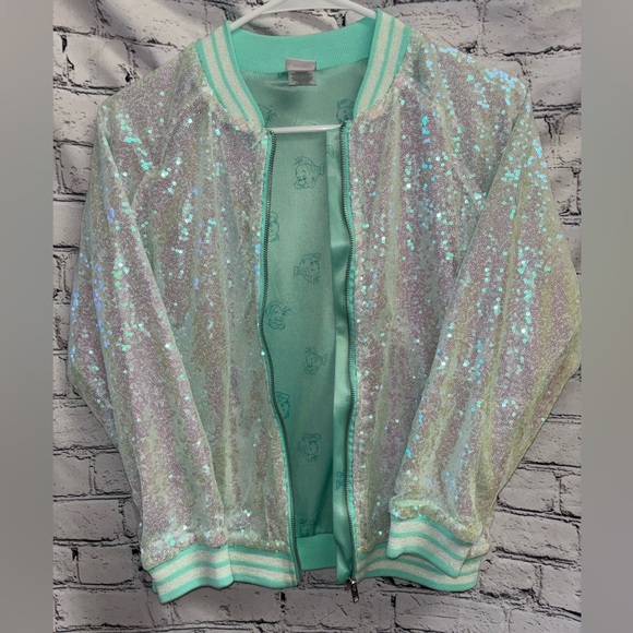 Disney Princess Girls Little Mermaid Ariel Iridescent Sequin Jacket - Picture 7 of 15